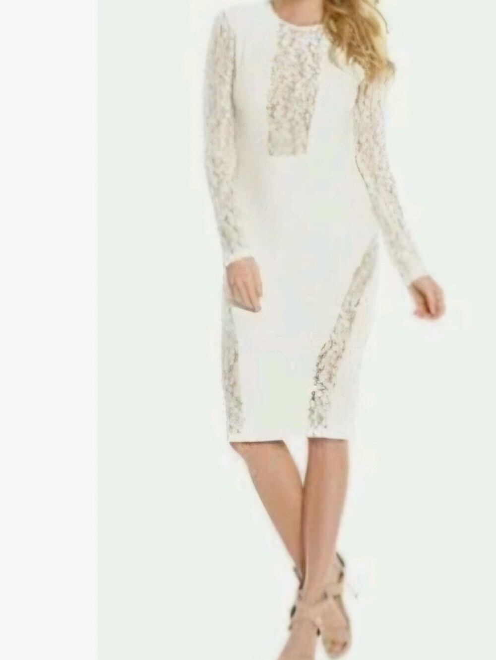 NEW Guess by Marciano Lace-Panel Longsleeve Dress